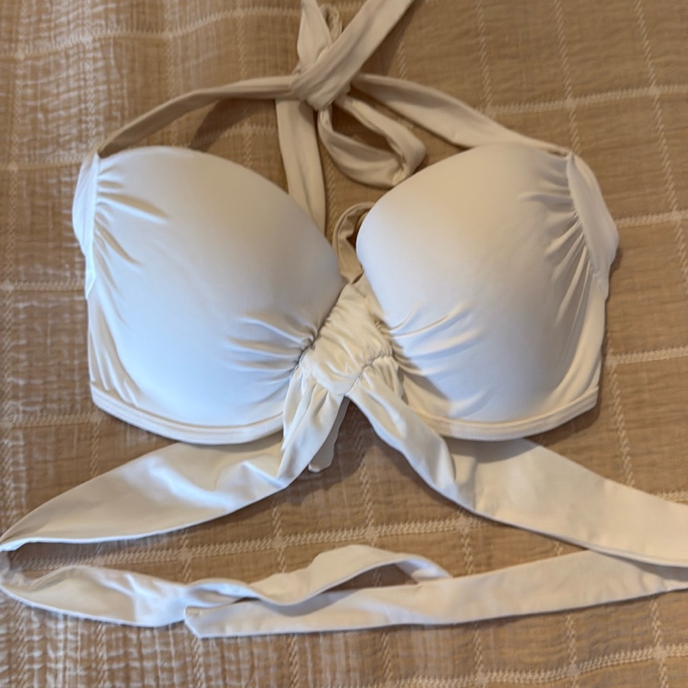 Victoria secret white swim halter top tie under bust 34D